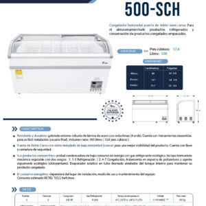 Congelador Horizontal 500 Litros Totales 110V Dual ESTAR ficha