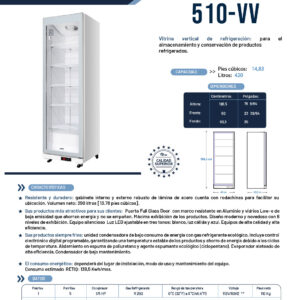 Vitrina Vertical Refrigerada 440 Litros 110V ESTAR ficha