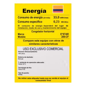 Congelador horizontal ESTAR 200 litros dual con tapa sólida RETIQ